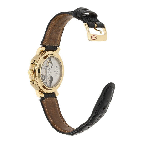 Reloj Corum para caballero modelo Romvlvs caja y broche en oro amarillo 18 kilates.
