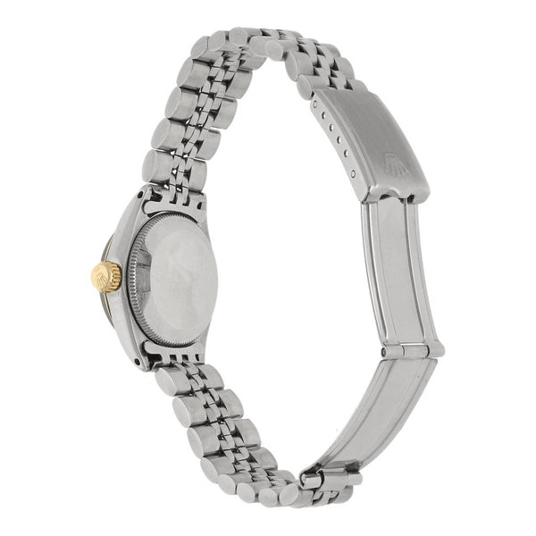 Reloj Rolex para dama modelo Oyster Perpetual Date vistas oro amarillo 14 kilates.