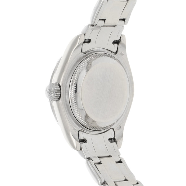 Reloj Rolex para dama modelo Oyster Perpetual DateJust en oro blanco 18 kilates.