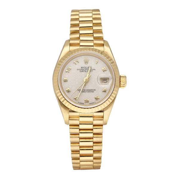 Reloj Rolex para dama modelo Oyster Perpetual DateJust en oro dos tonos 18 kilates.