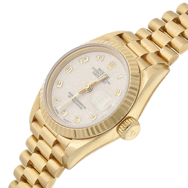 Reloj Rolex para dama modelo Oyster Perpetual DateJust en oro dos tonos 18 kilates.