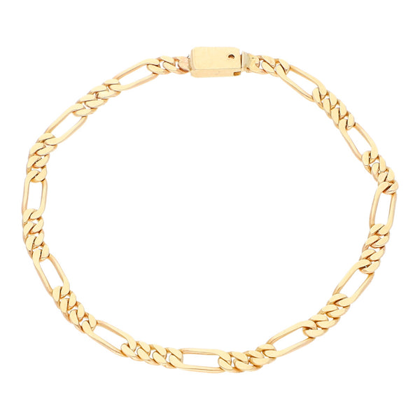 Pulsera de tres eslabones por uno en oro amarillo 14 kilates.