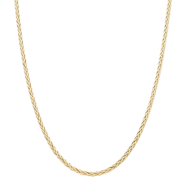 Collar eslabón tejido en oro amarillo 14 kilates.