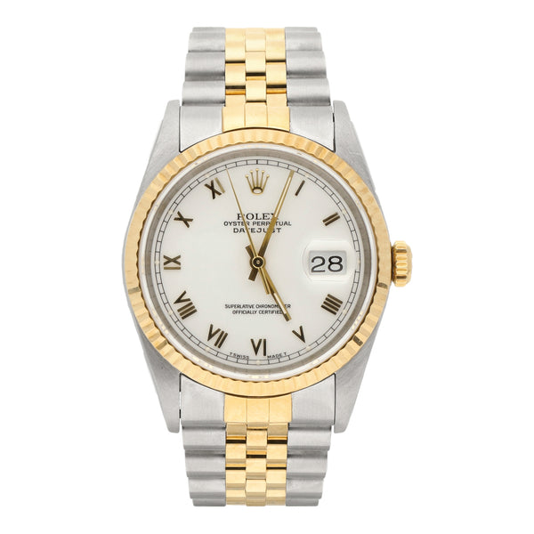 Reloj Rolex para caballero modelo Oyster Perpetual DateJust vistas en oro amarillo 18 kilates.