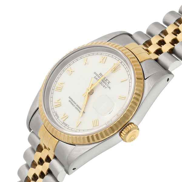 Reloj Rolex para caballero modelo Oyster Perpetual DateJust vistas en oro amarillo 18 kilates.