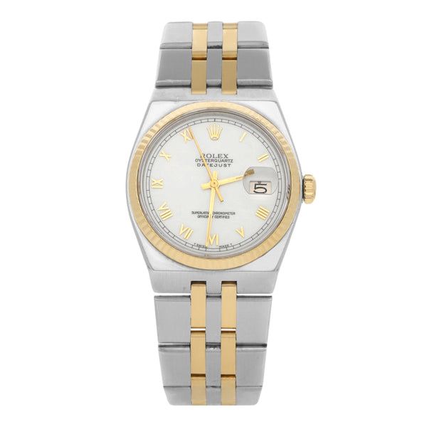 Reloj Rolex para caballero modelo Oyster Quartz DateJust vistas oro amarillo 18 kilates.