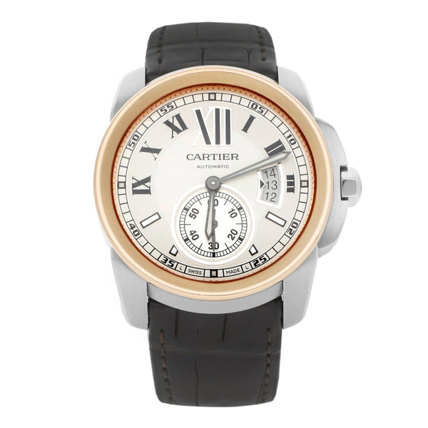 Reloj Cartier para caballero modelo Calibre de Cartier con vistas en oro rosa 18 kilates.