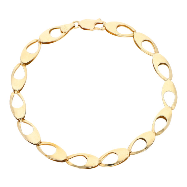 Pulsera eslabón laminado en oro amarillo 14 kilates.