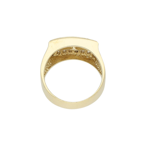 Anillo calado con circonias en oro amarillo 14 kilates.