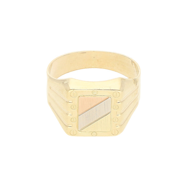 Anillo tipo sello en oro amarillo 14 kilates.