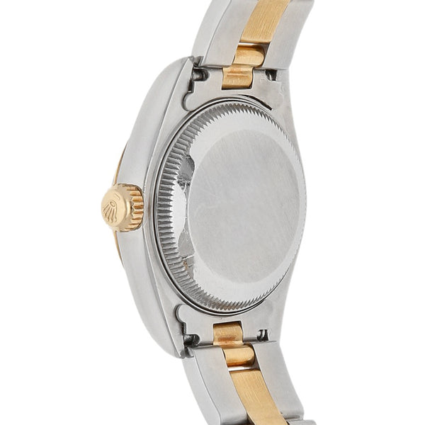 Reloj Rolex para dama modelo Oyster Perpetual DateJust vistas en oro amarillo 18 kilates.