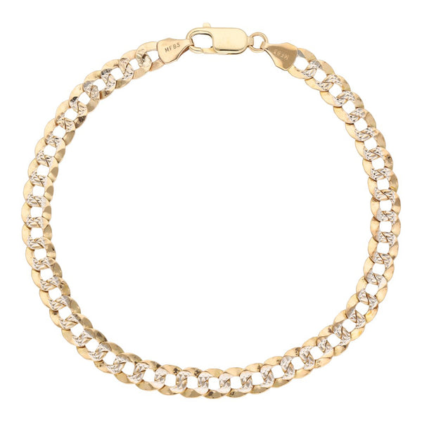 Pulsera eslabón encontrado platinado en oro amarillo 14 kilates.