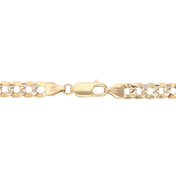 Pulsera eslabón encontrado platinado en oro amarillo 14 kilates.