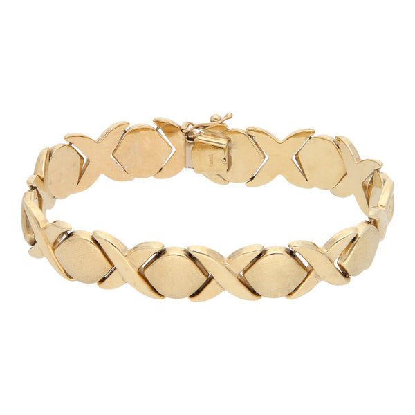 Pulsera eslabón XOXO en oro amarillo 14 kilates.