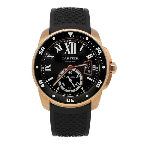 Reloj Cartier para caballero modelo Calibre de Cartier Diver caja y broche en oro amarillo 18 kilates.
