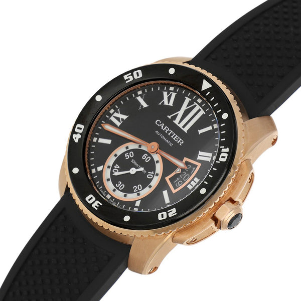 Reloj Cartier para caballero modelo Calibre de Cartier Diver caja y broche en oro amarillo 18 kilates.