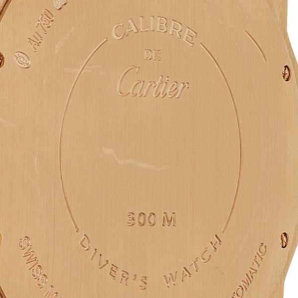 Reloj Cartier para caballero modelo Calibre de Cartier Diver caja y broche en oro amarillo 18 kilates.