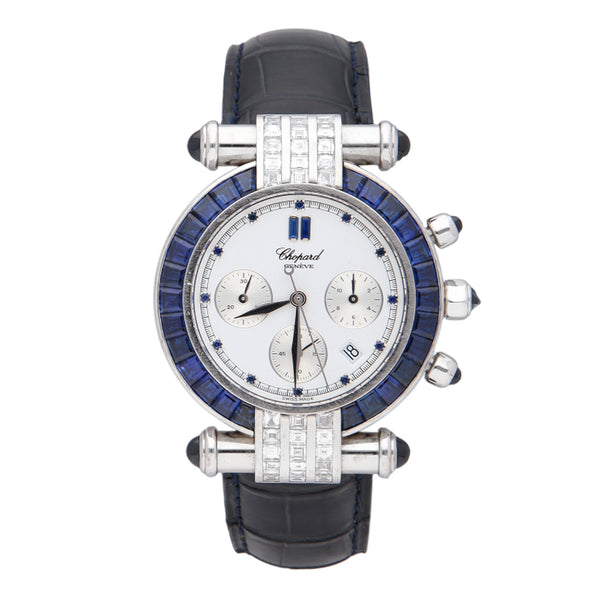 Reloj Chopard para dama modelo Imperiale caja y broche en oro blanco 18 kilates.
