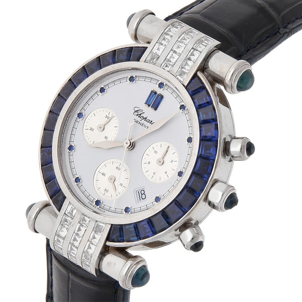 Reloj Chopard para dama modelo Imperiale caja y broche en oro blanco 18 kilates.