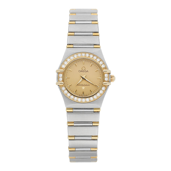 Reloj Omega para dama modelo Contellation vistas oro amarillo 18 kilates.