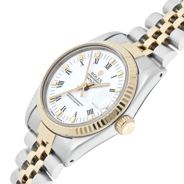 Reloj Rolex para dama modelo Oyster Perpetual DateJust vistas en oro amarillo 18 kilates.