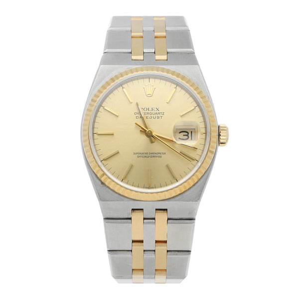 Reloj Rolex para caballero modelo OysterQuartz DateJust vistas en oro amarillo 18 kilates.