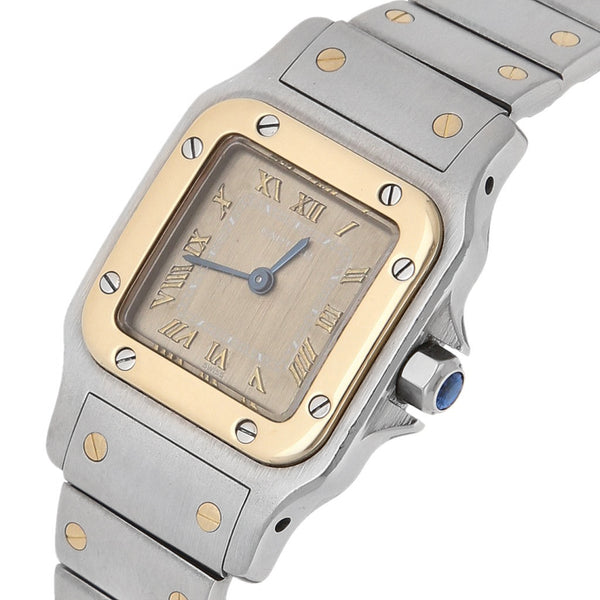 Reloj Cartier para dama modelo Santos con vistas oro amarillo 18 kilates.