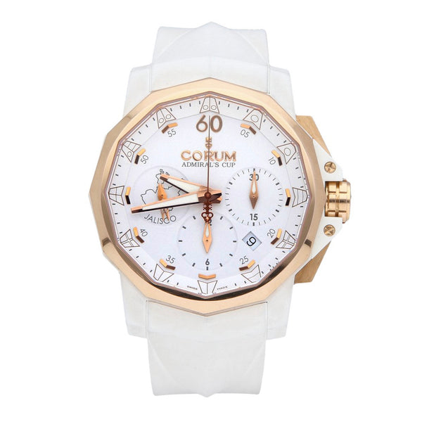 Reloj Corum para caballero modelo Admiral's Cup Challenger 44 Chrono Rubber edición Jalisco vistas en oro rosa 18 kilates.