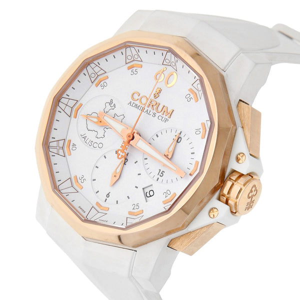 Reloj Corum para caballero modelo Admiral's Cup Challenger 44 Chrono Rubber edición Jalisco vistas en oro rosa 18 kilates.