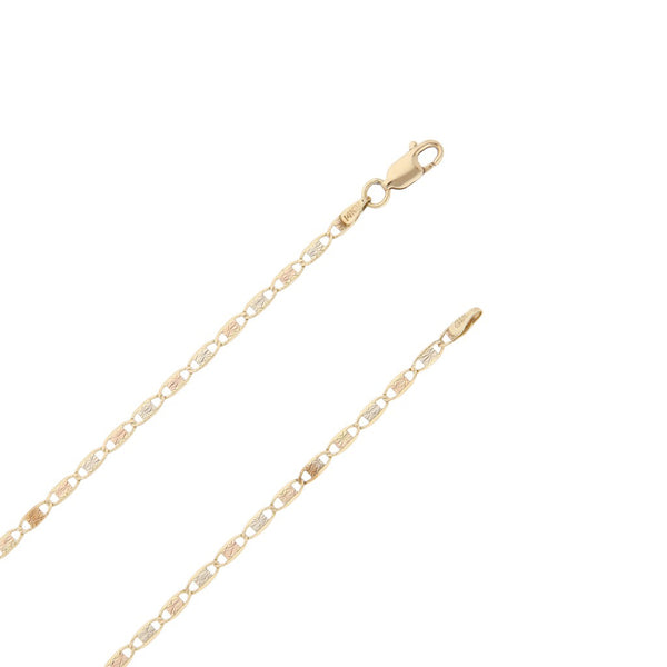 Collar eslabón nudo marino en oro tres tonos 14 kilates.