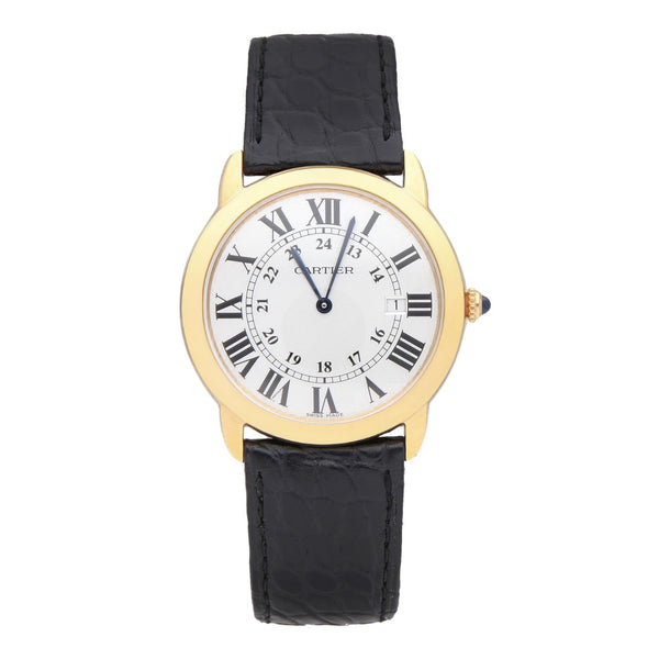 Reloj Cartier para caballero modelo Ronde Solo caja en oro amarillo 18 kilates.