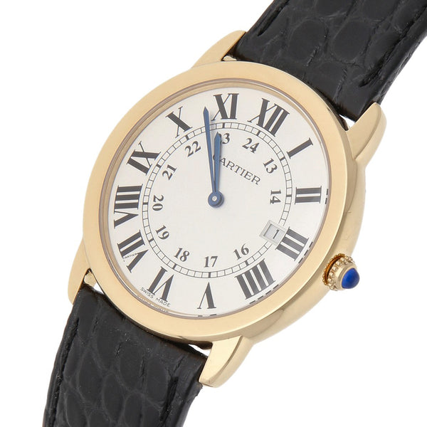 Reloj Cartier para caballero modelo Ronde Solo caja en oro amarillo 18 kilates.