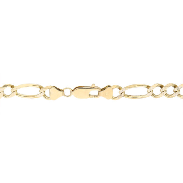 Pulsera de tres eslabones por uno platinado en oro amarillo 14 kilates.