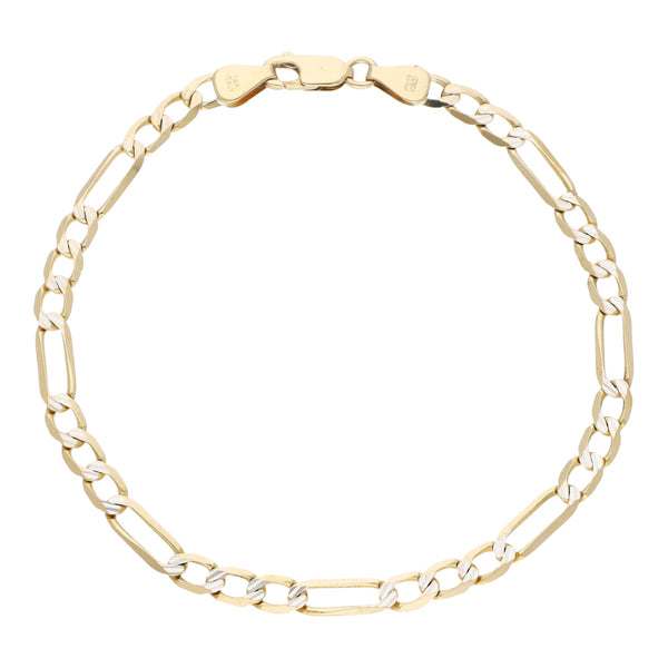Pulsera de tres eslabones por uno platinado en oro amarillo 14 kilates.