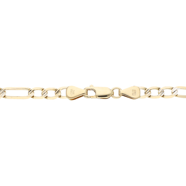 Pulsera de tres eslabones por uno platinado en oro amarillo 14 kilates.