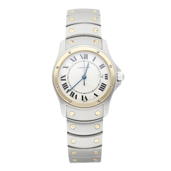 Reloj Cartier para dama modelo Santos Ronde vistas en oro amarillo 18 kilates.