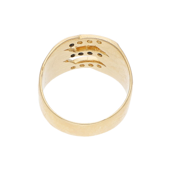 Anillo calado con circonias en oro amarillo 14 kilates.