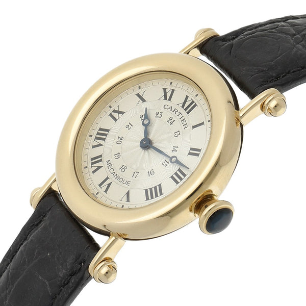 Reloj Cartier para dama modelo Diabolo caja y broche en oro amarillo 18 kilates.