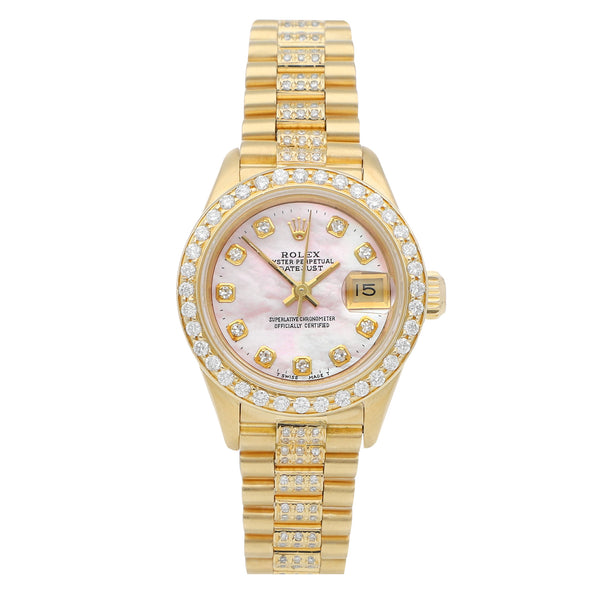 Reloj Rolex para dama modelo Oyster Perpetual DateJust en oro dos tonos 18 kilates.