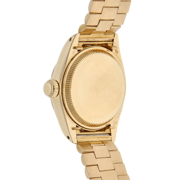 Reloj Rolex para dama modelo Oyster Perpetual DateJust en oro amarillo 18 kilates.