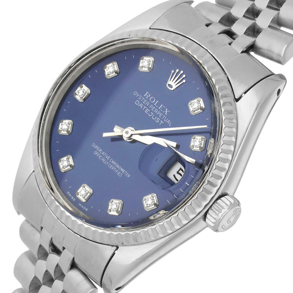 Reloj Rolex para caballero modelo Oyster Perpetual DateJust bisel en oro blanco 18 kilates.