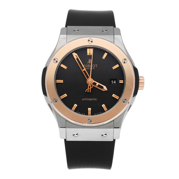 Reloj Hublot para caballero modelo Classic Fusion vistas en oro rosa 18 kilates.