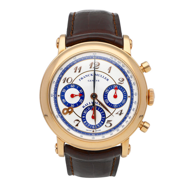 Reloj Franck Muller para caballero modelo Rally Mayan caja y broche en oro rosa 18 kilates.