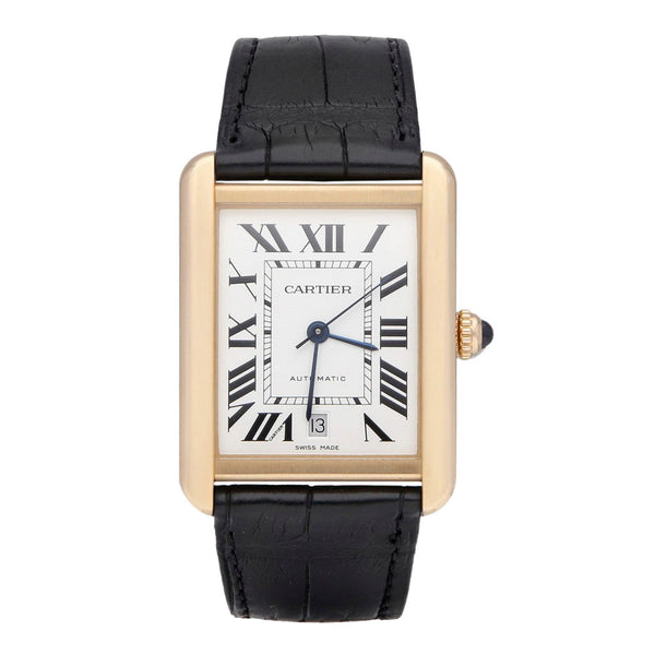 Reloj Cartier para caballero modelo Tank Solo caja y broche en oro rosa 18 kilates.