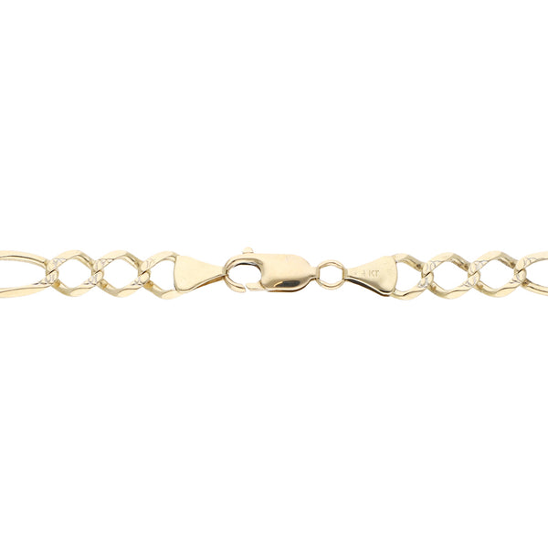 Pulsera de tres eslabones por uno platinado en oro amarillo 14 kilates.