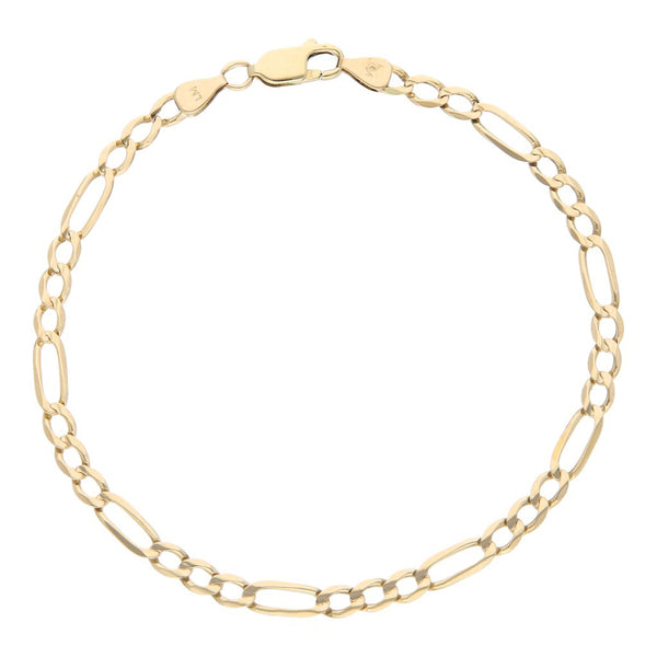 Pulsera de tres eslabones por uno en oro amarillo 14 kilates.