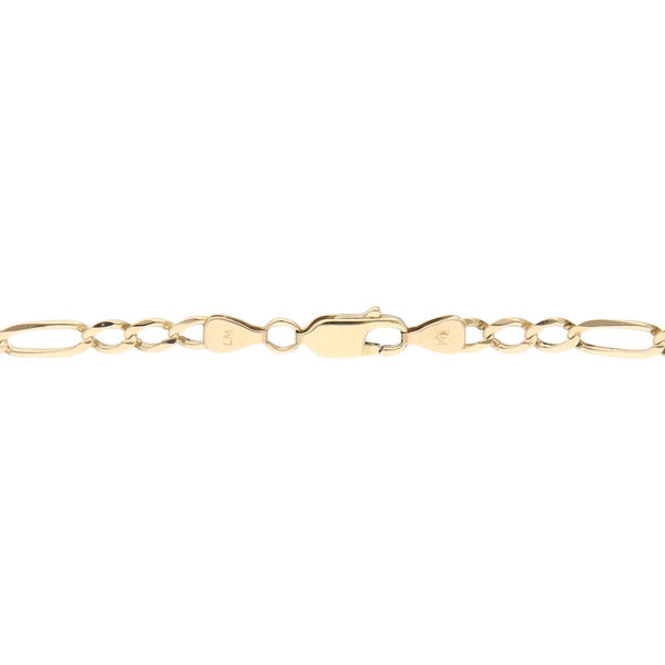 Pulsera de tres eslabones por uno en oro amarillo 14 kilates.