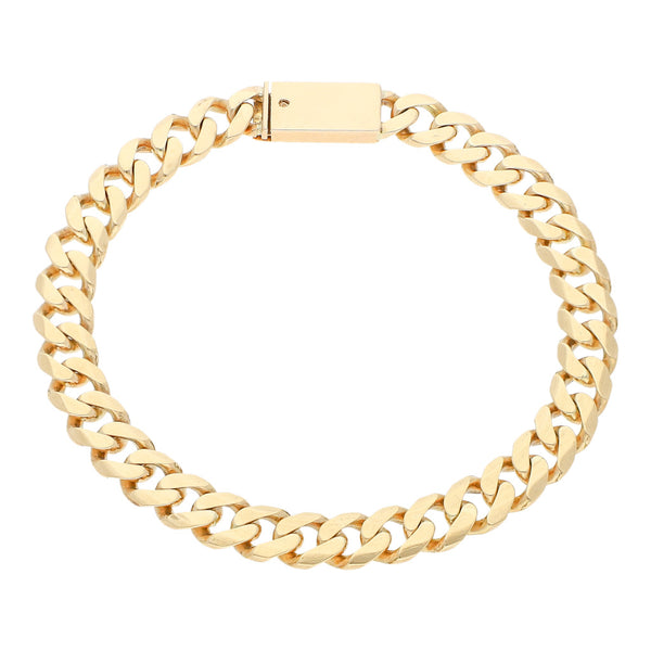 Pulsera eslabón barbado en oro amarillo 12 kilates.