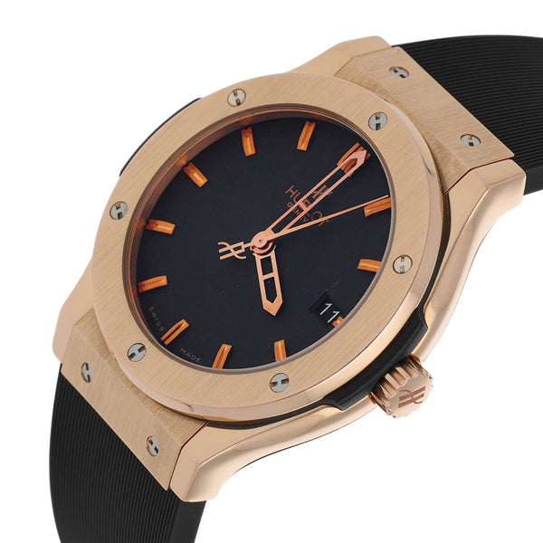 Reloj Hublot para caballero modelo Classic Fusion caja y broche en oro rosa 18 kilates.