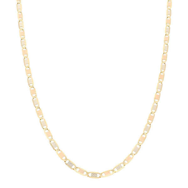 Collar eslabón nudo marino en oro tres tonos 14 kilates.